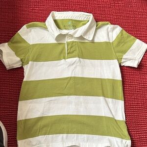 Crewcuts Kids Polo Shirt with Green and White Stripes